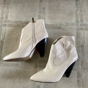 Ivory genuine leather boots with heels (western inspired)